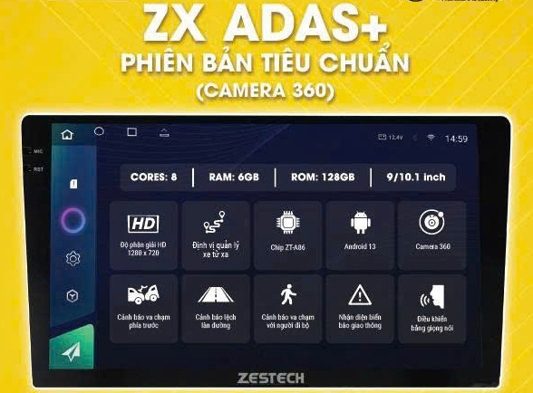 Màn hình Android Zestech ZX ADAS+ tiêu chuẩn Cam 360